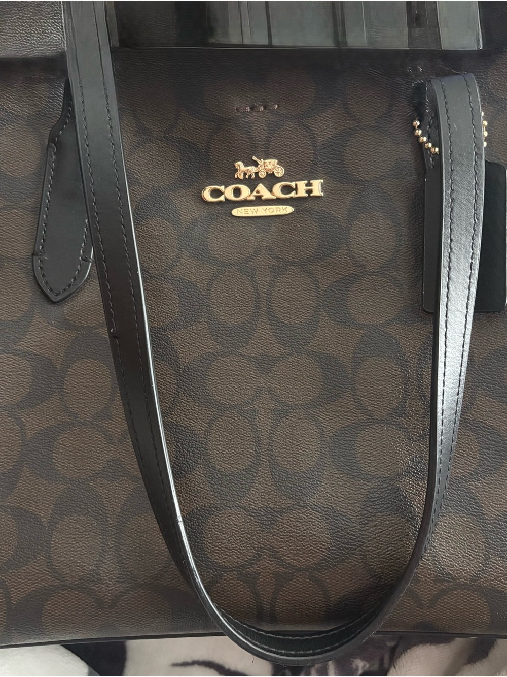 Medium Brown and Black Authentic Coach Purse - Picture 3 of 10